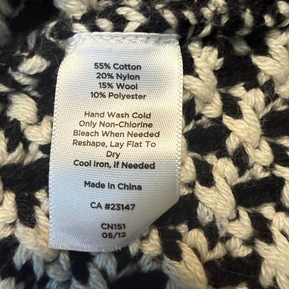 Talbots Petites Womens Black White Geometric Knit Open Front Cardigan Sweater P - Picture 3 of 6